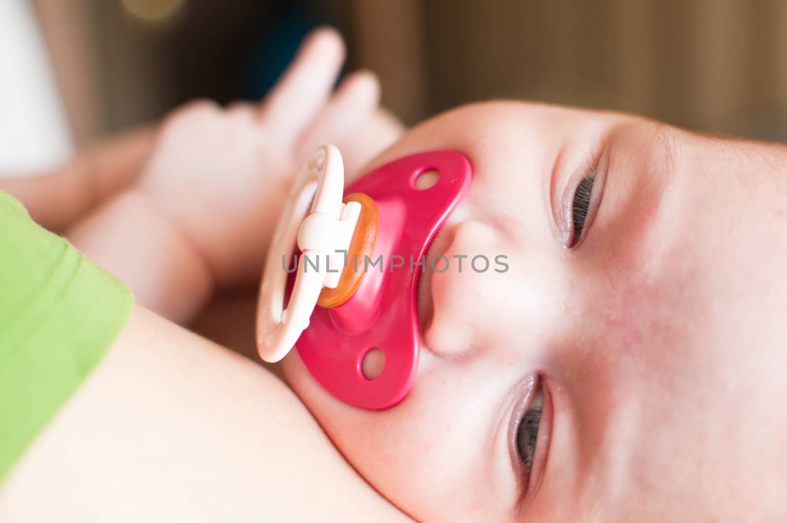 Sleeping baby closeup portrait by Linaga