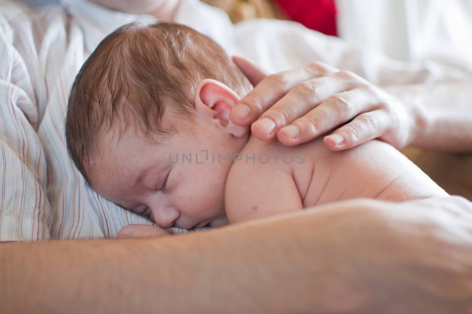 Horizontal portrait of the sleeping little baby