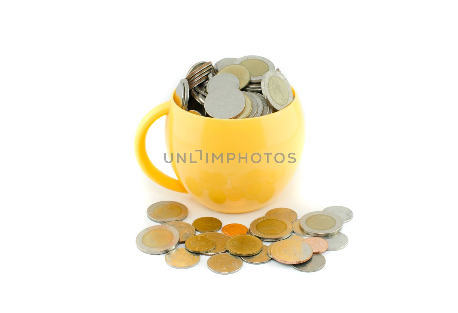 yellow Piggy bank isolated on white background