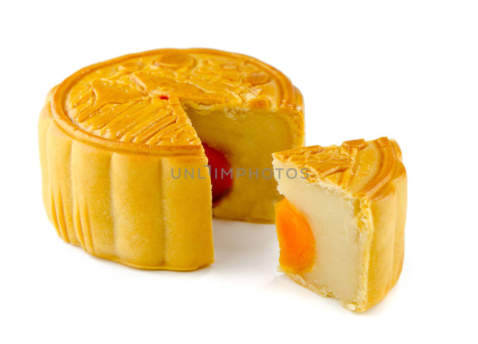 Closeup Moon cakes Isolated on White Background