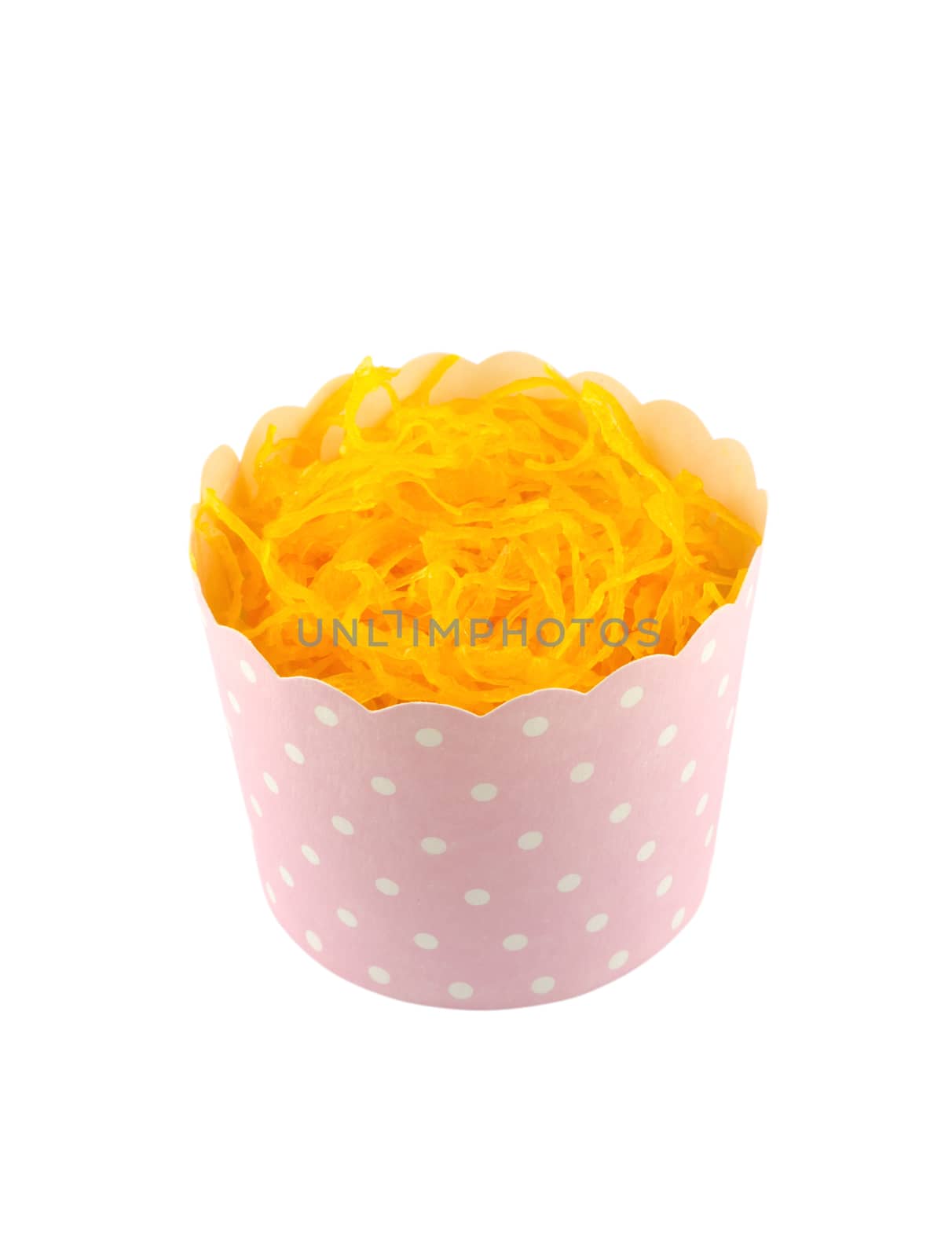 sweet yellow cupcake isolate on white background