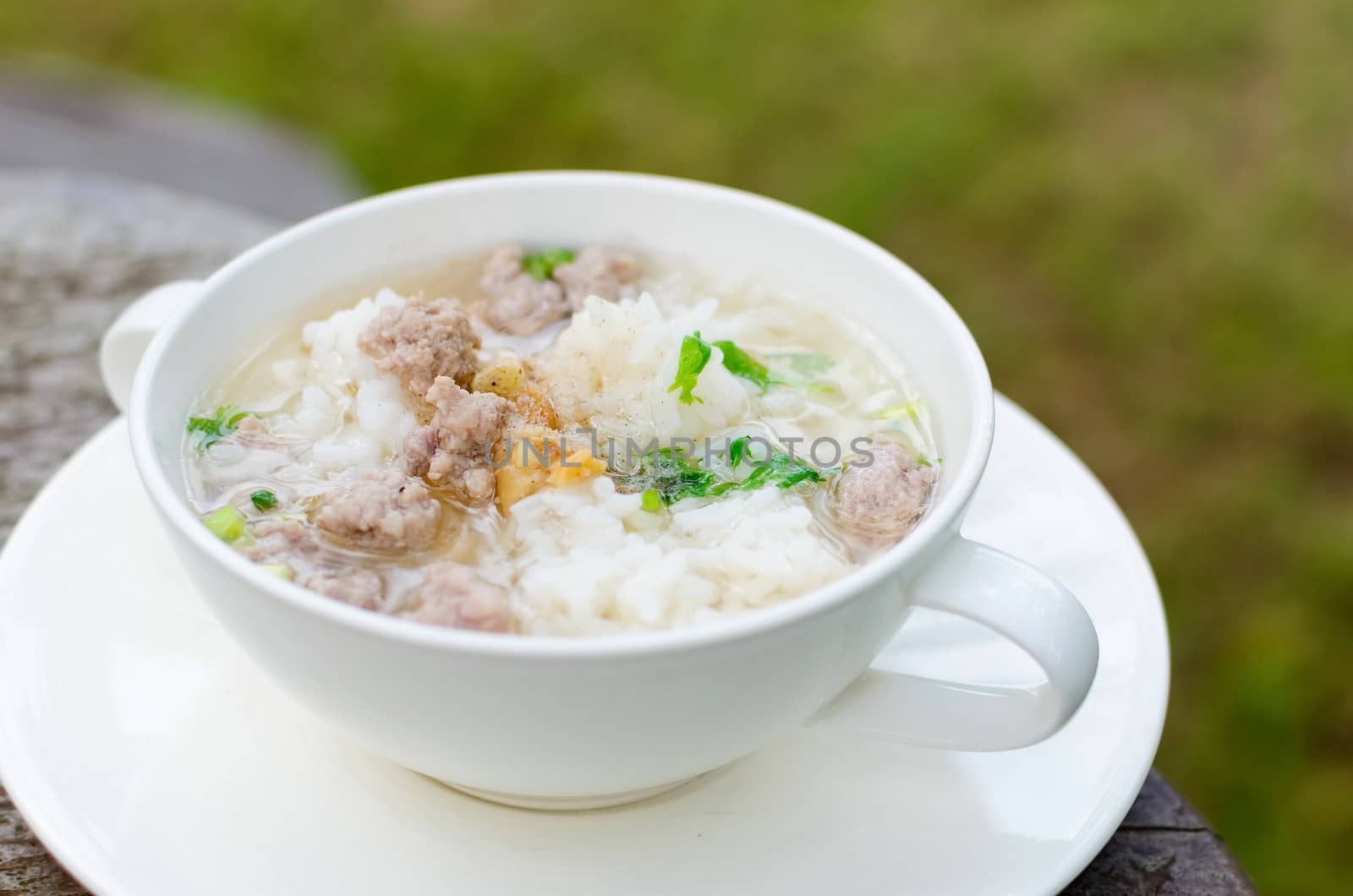 Boiled rice with pork by nop16