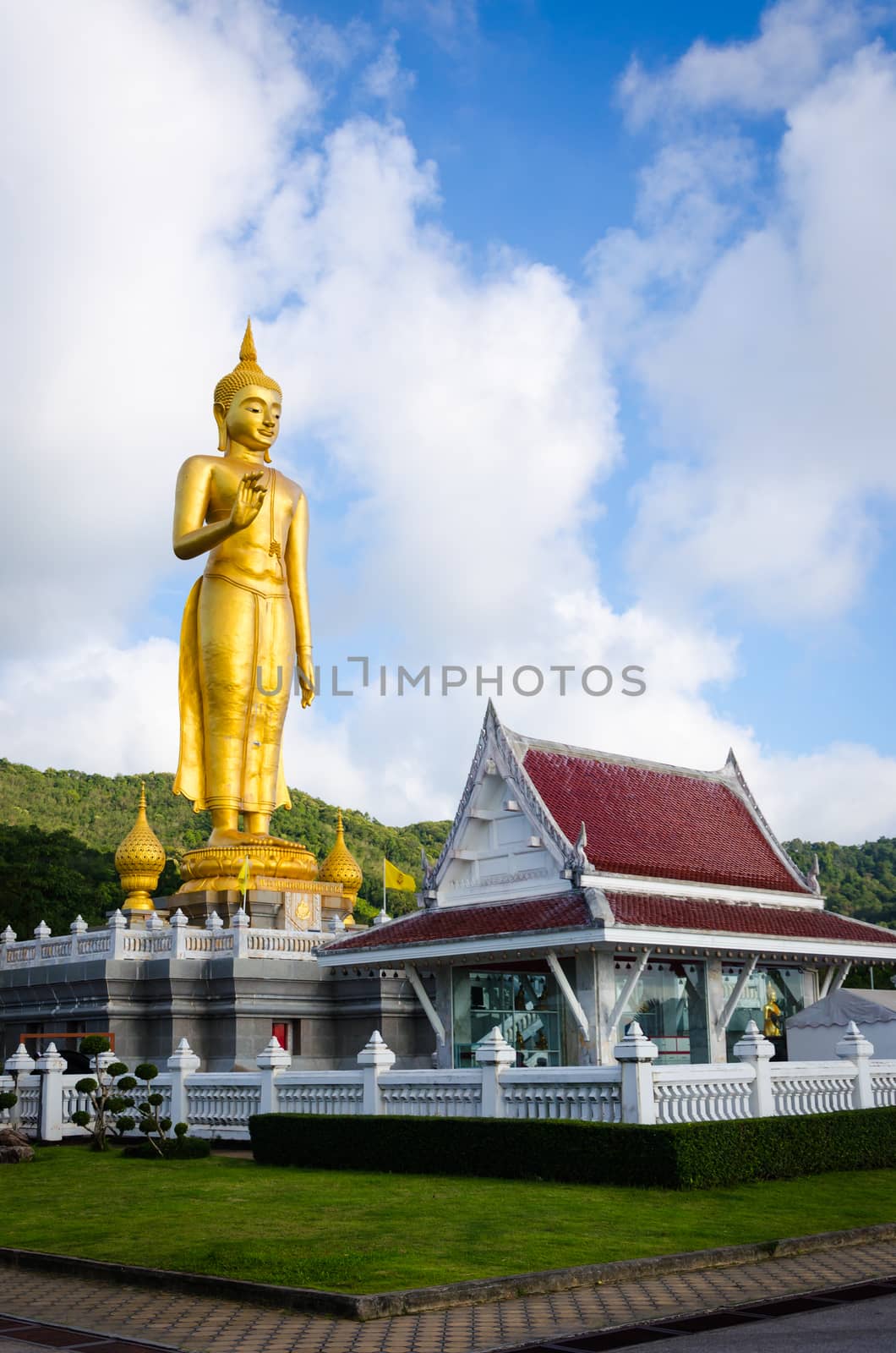 Statue standing buddha in Hatyai city, province Songkhla , Thail by nop16