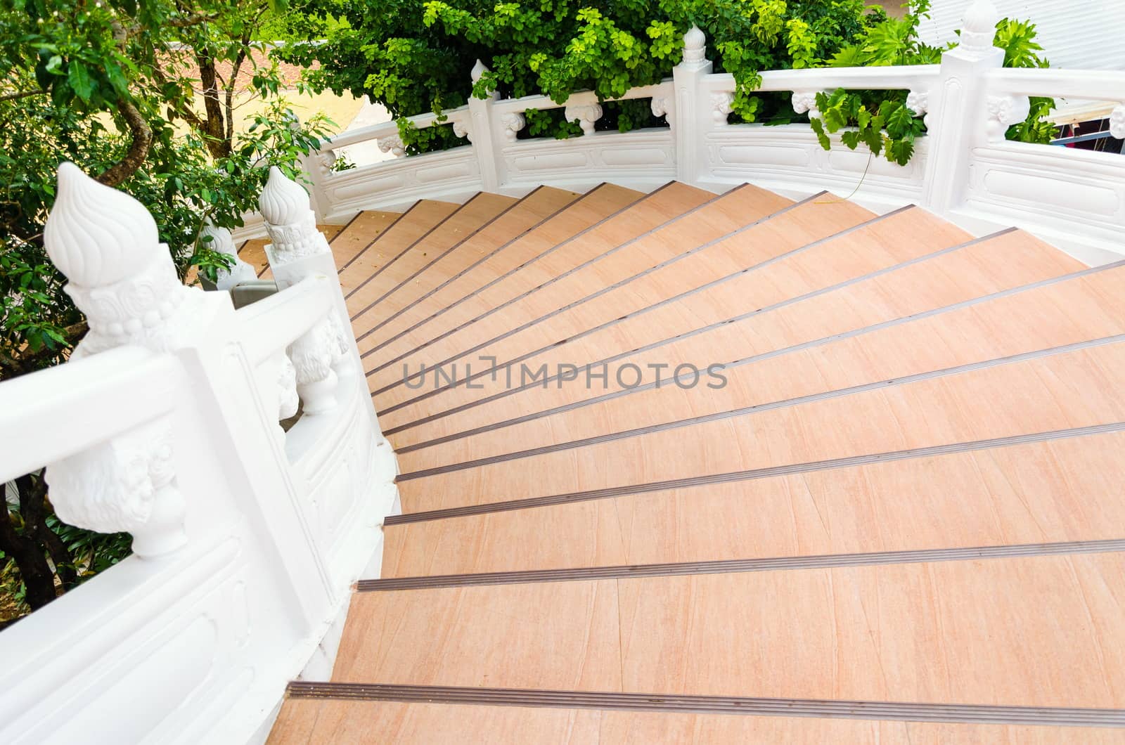 Outdoor curved staircase design modern Chinese style.