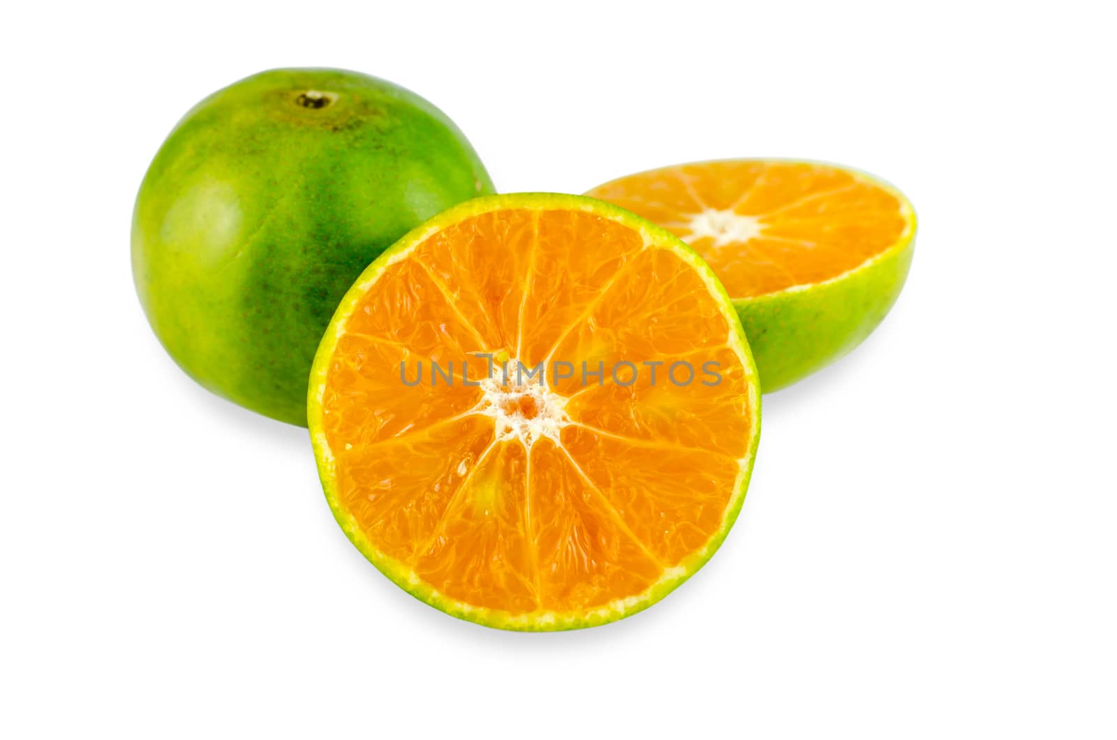 mandarin orange,Tangerines, sweet green thai mandarin orange,Tangerines, sweet green thai on white background.