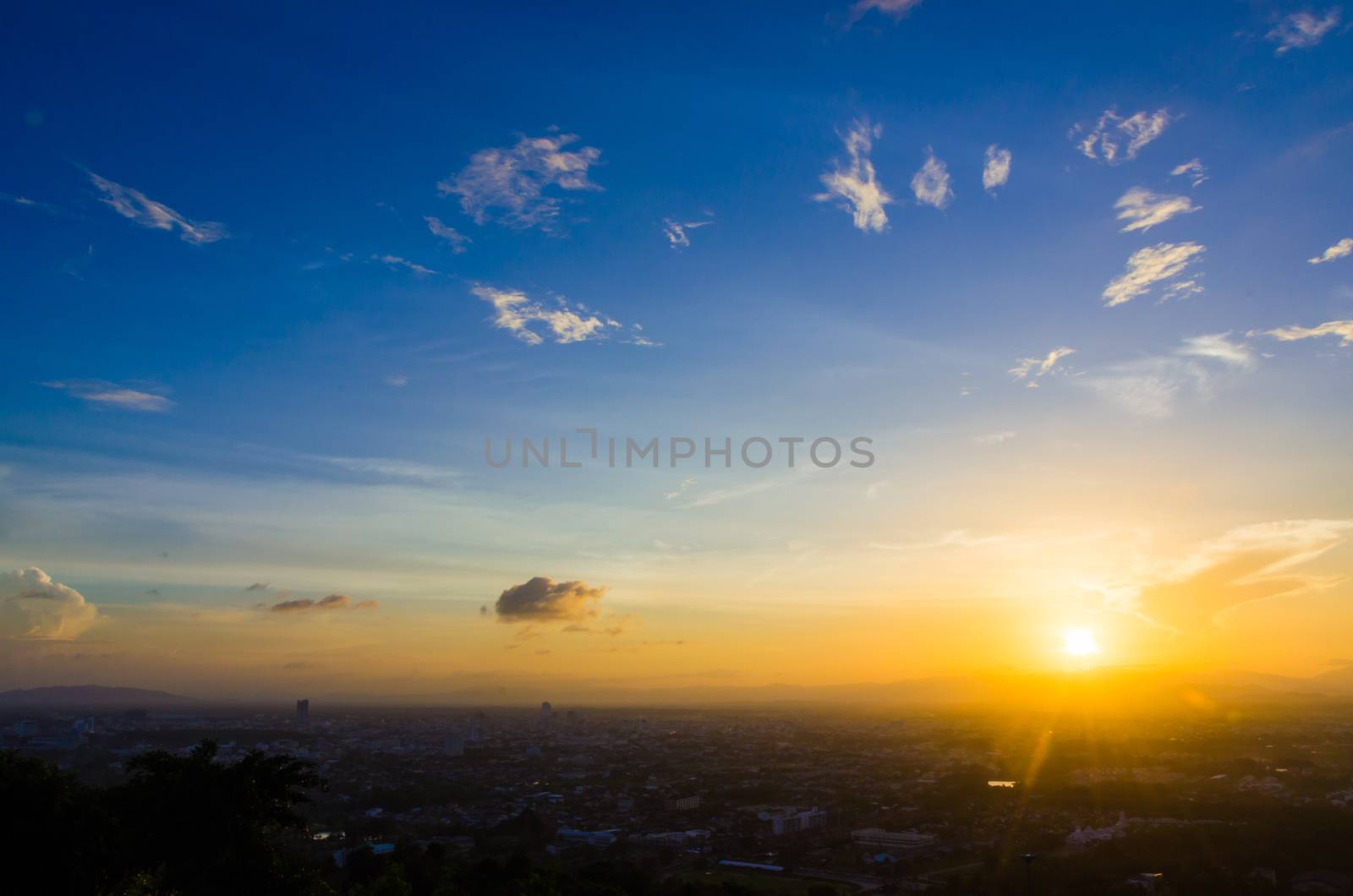 beautiful sunset and blue sky of landscape Photography