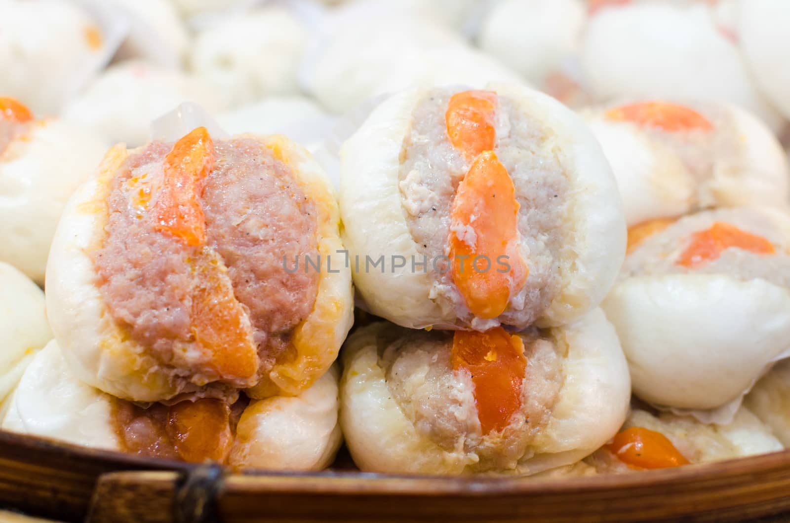 Chinese steamed bun stuffed with  pork and yolk. by nop16