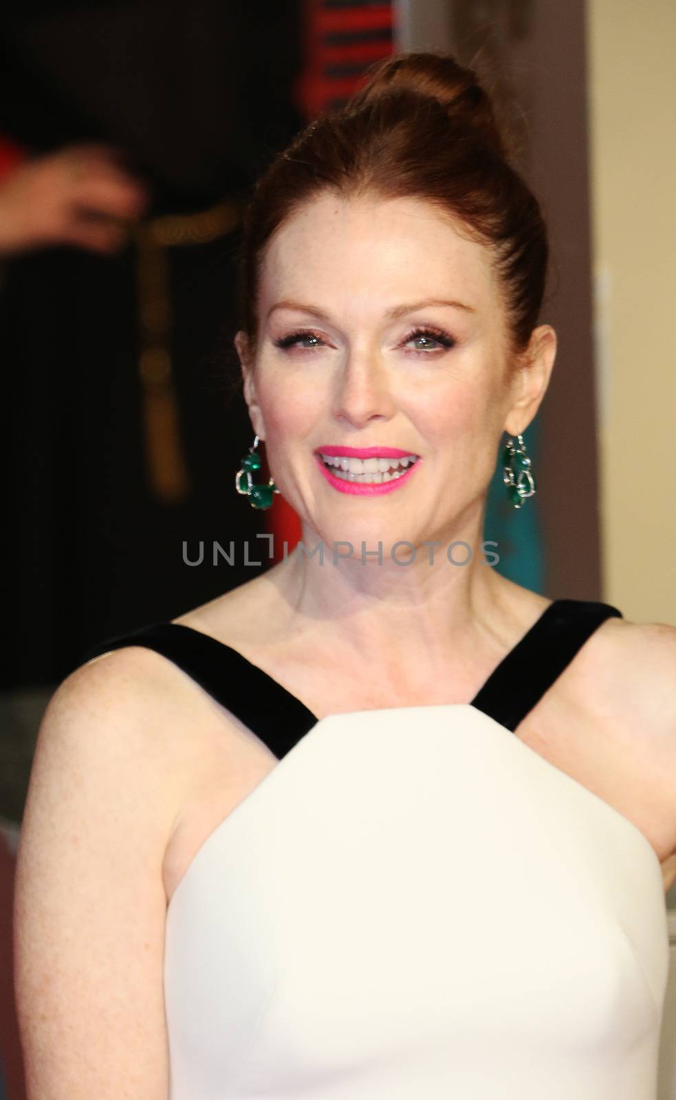 UK, London: American-British actress Julianne Moore poses on the red Carpet at the EE British Academy Film Awards, BAFTA Awards, at the Royal Opera House in London, England, on 14 February 2016.