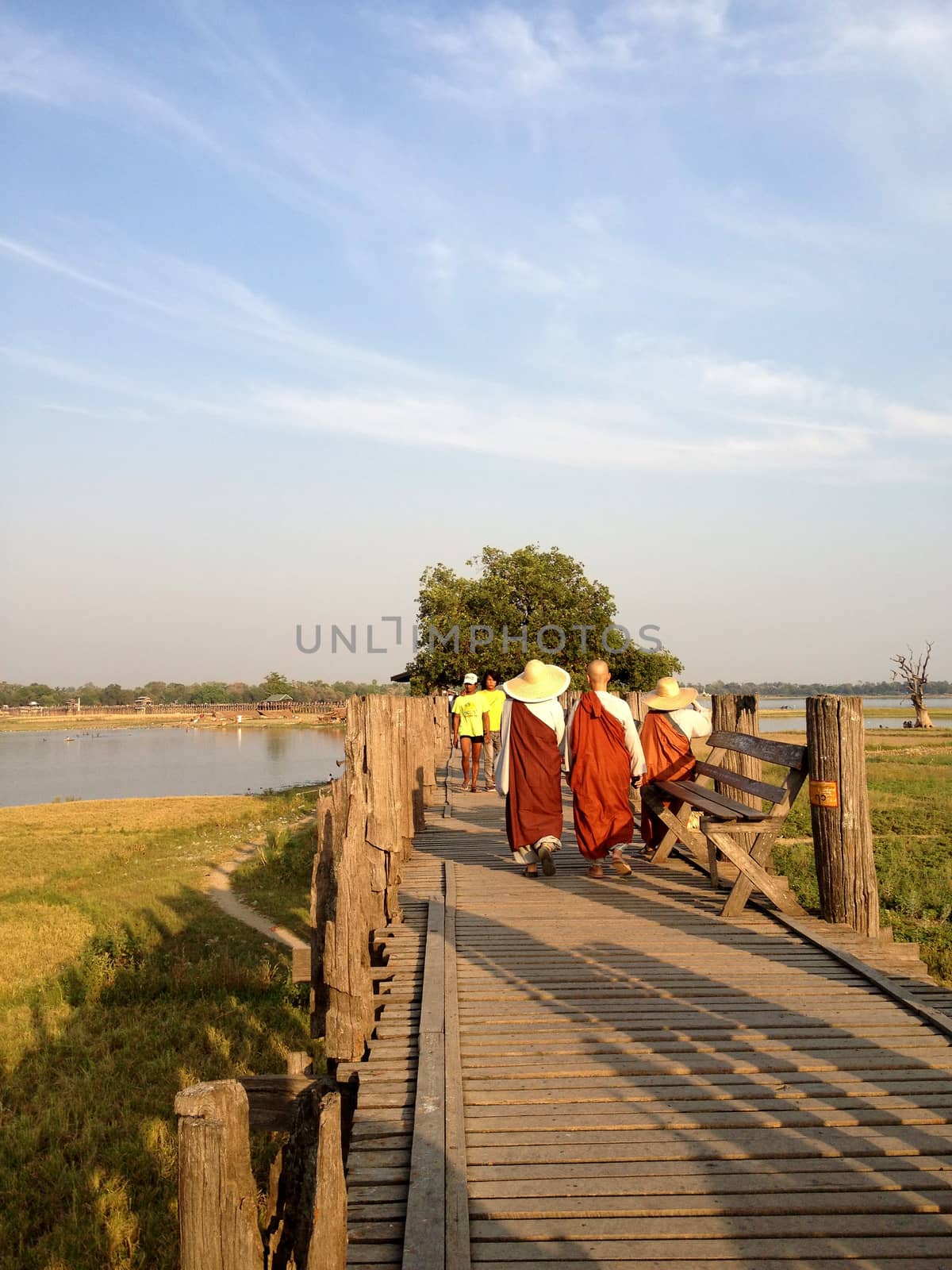 APRIL 21, Ubien bridge at sunset time, 21 April 2013, Mandalay, Myanmar