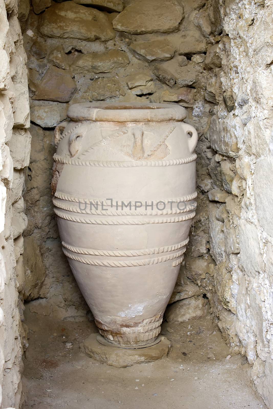 Minoan vase clay pots in Phaistos or Festos, Crete by miradrozdowski