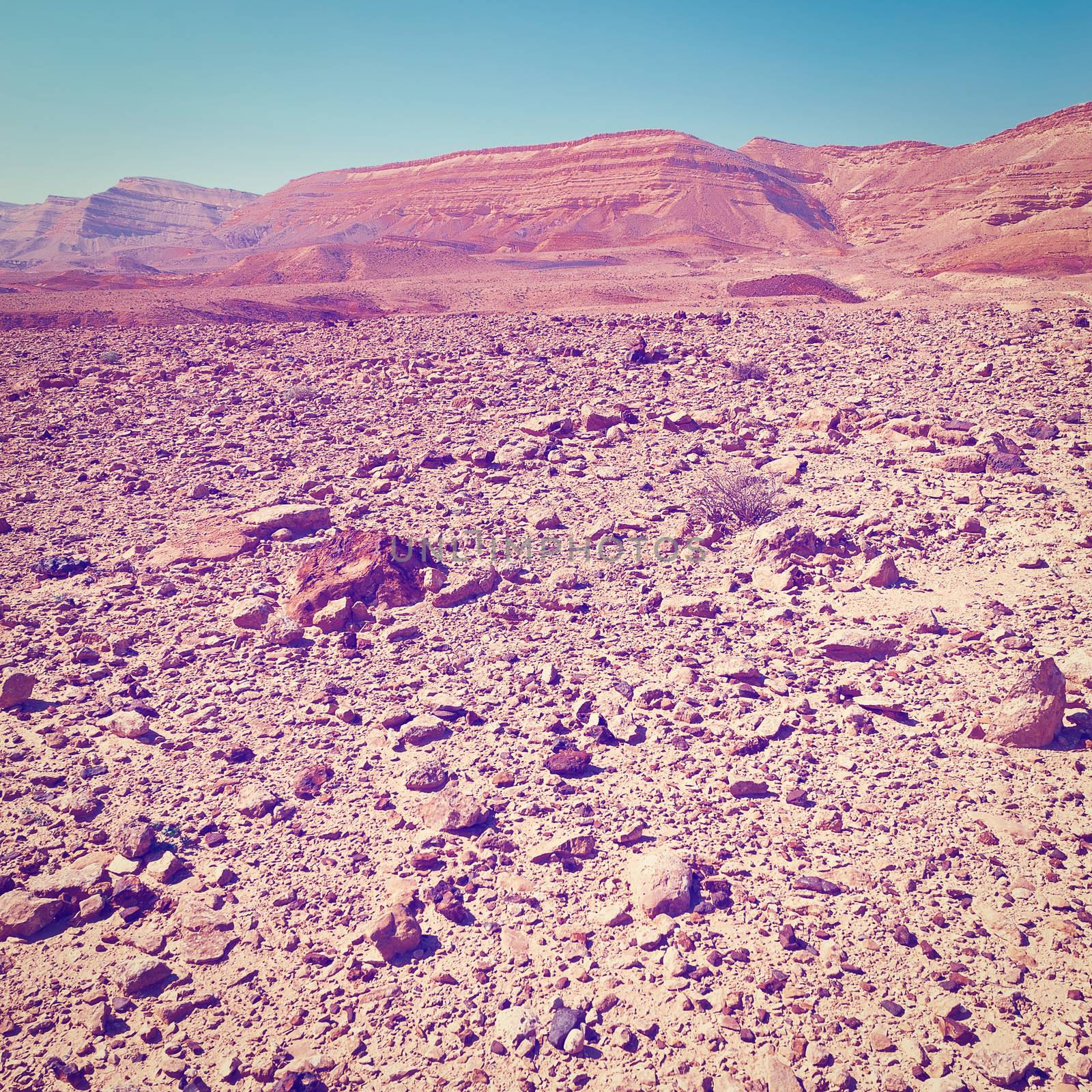 Rocky Hills of the Negev Desert in Israel, Instagram Effect
