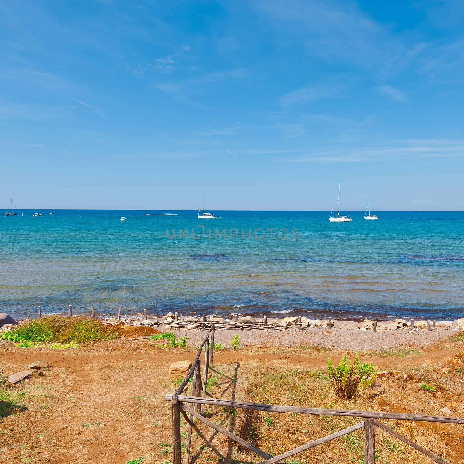 Sports and Pleasure Yachts Anchored in the Mediterranean Sea off the Coast of Italy