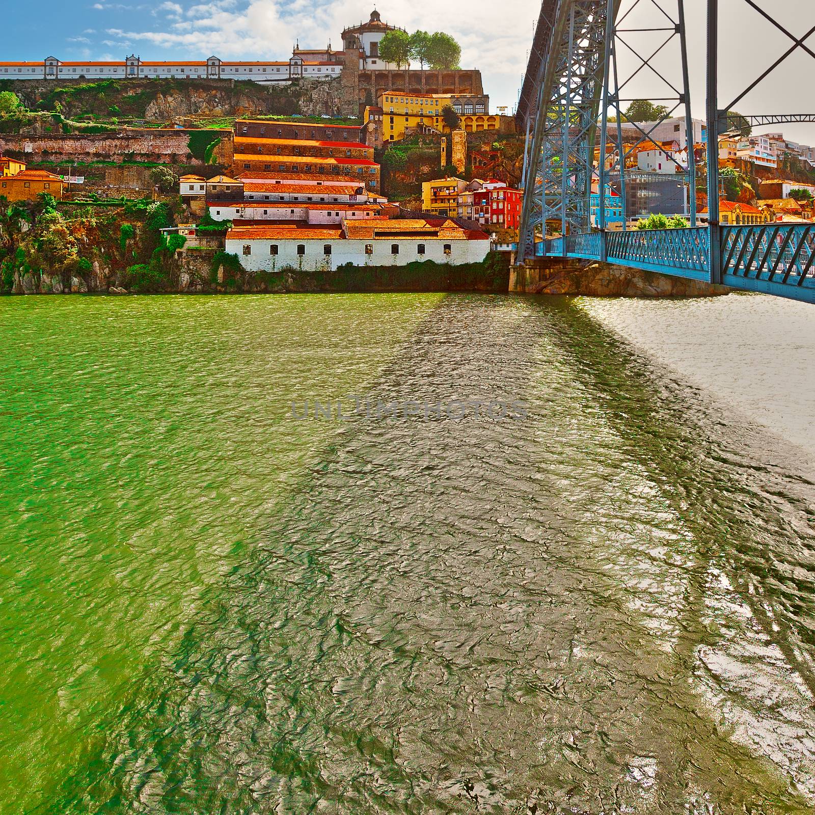 Cityscape with the Openwork  Bridge Built by Eiffel in Porto