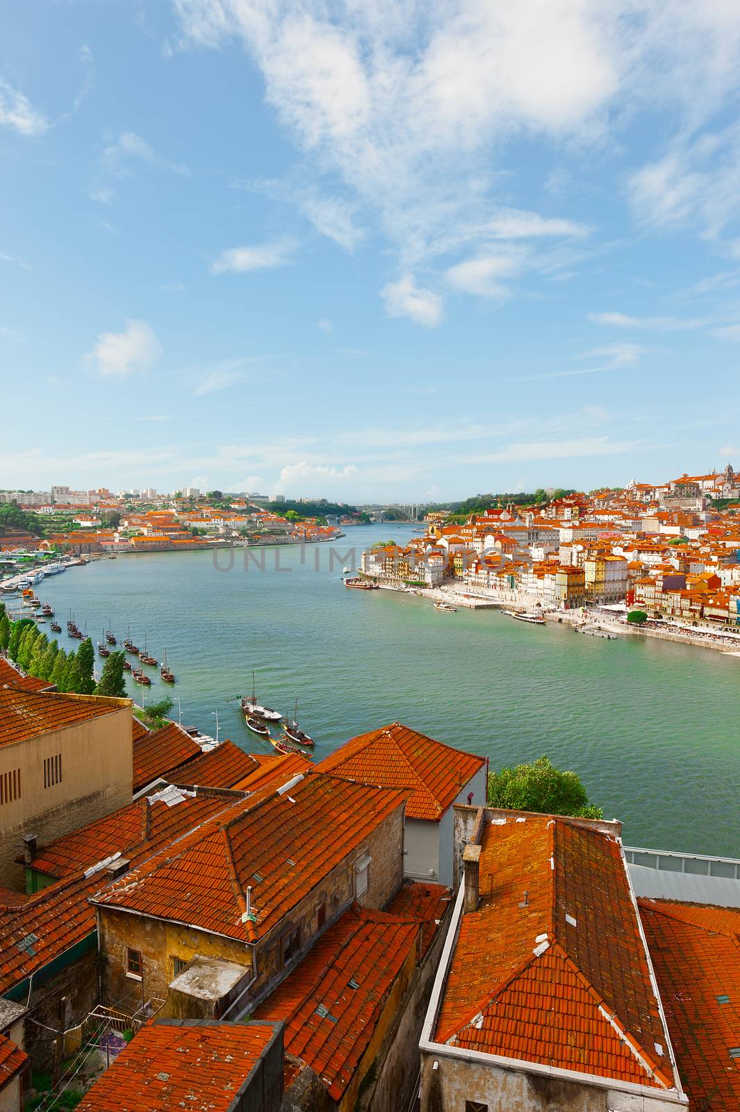 Aerial View to Historic Center City of Porto in Portugal