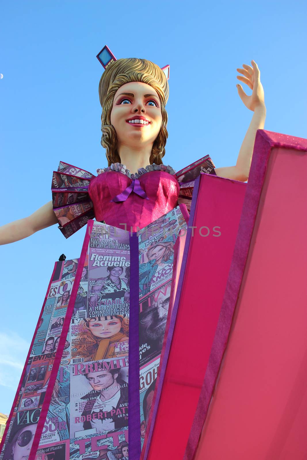 Nice, France - February 15 2016: Carnival of Nice (Carnaval de Nice) in French Riviera. The Theme for 2016 is King of Media. The Main Winter Event on the Riviera is one of the Largest Carnivals in the World, 