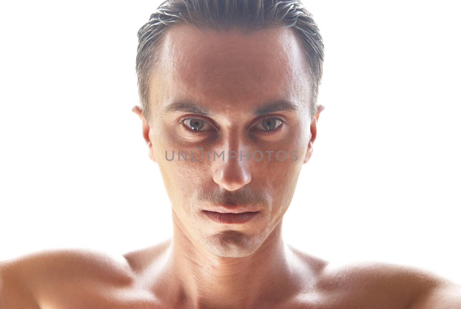 Portrait of muscular man isolated on white