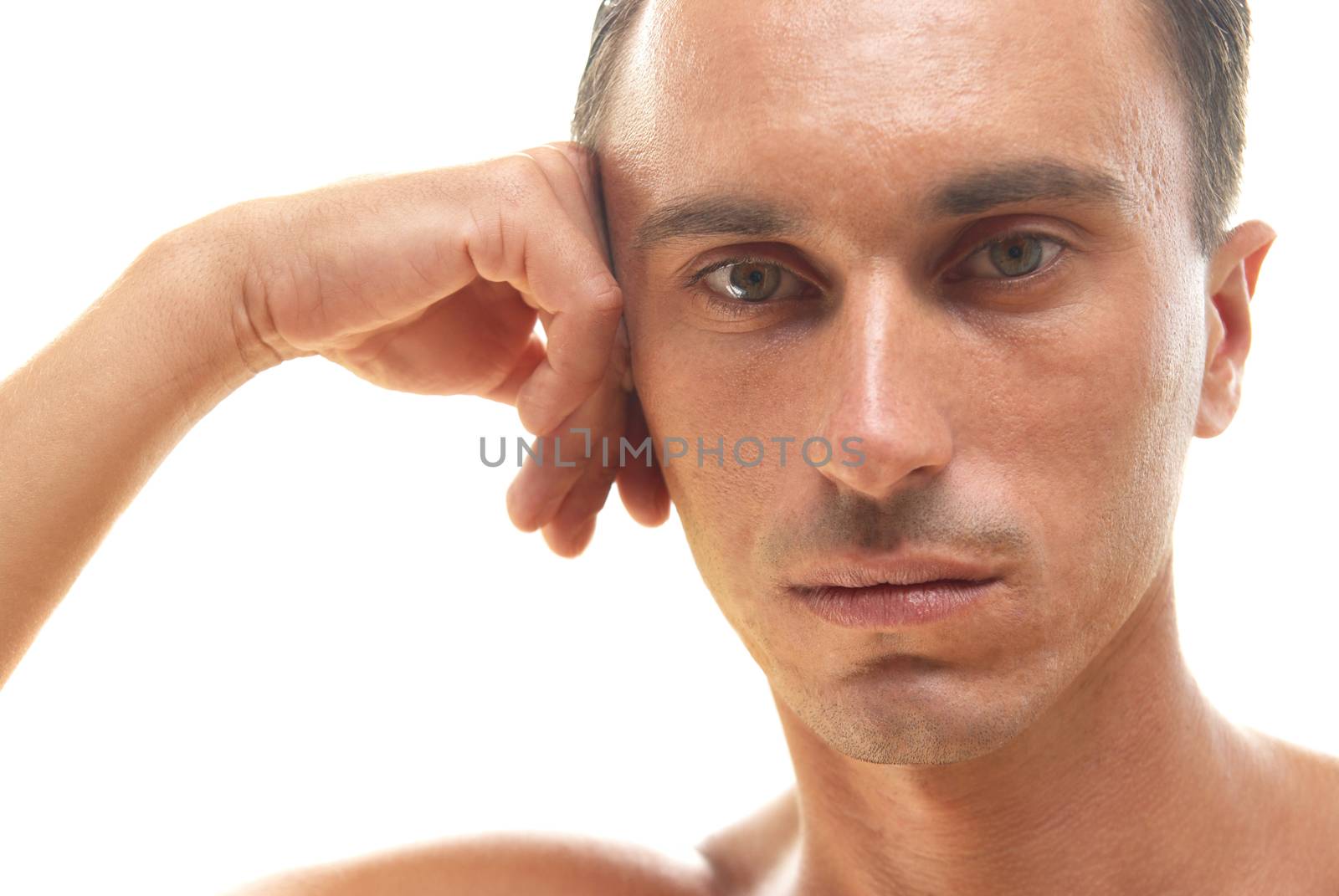 Portrait of muscular man isolated on white