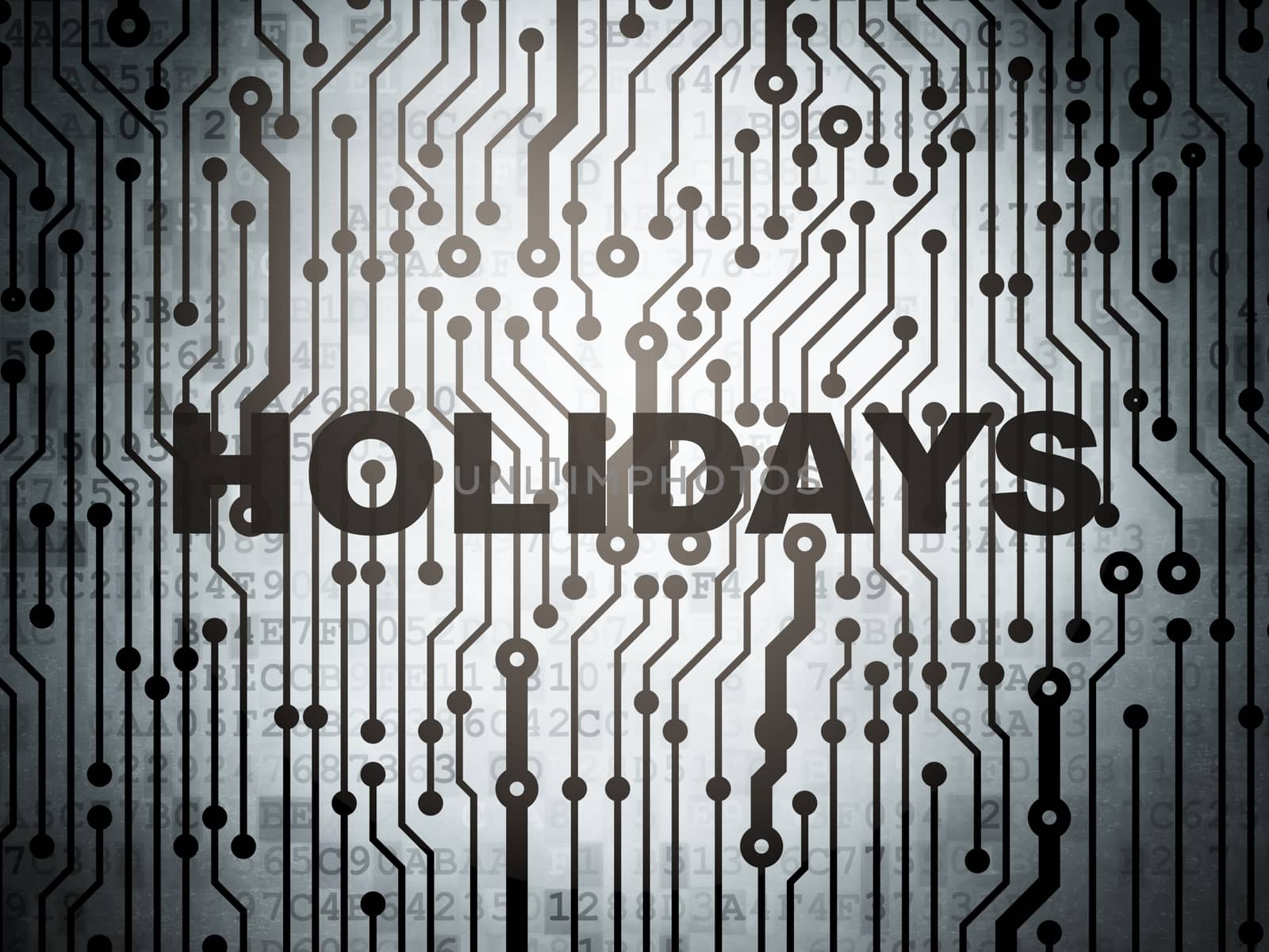 Holiday concept: circuit board with Holidays by maxkabakov