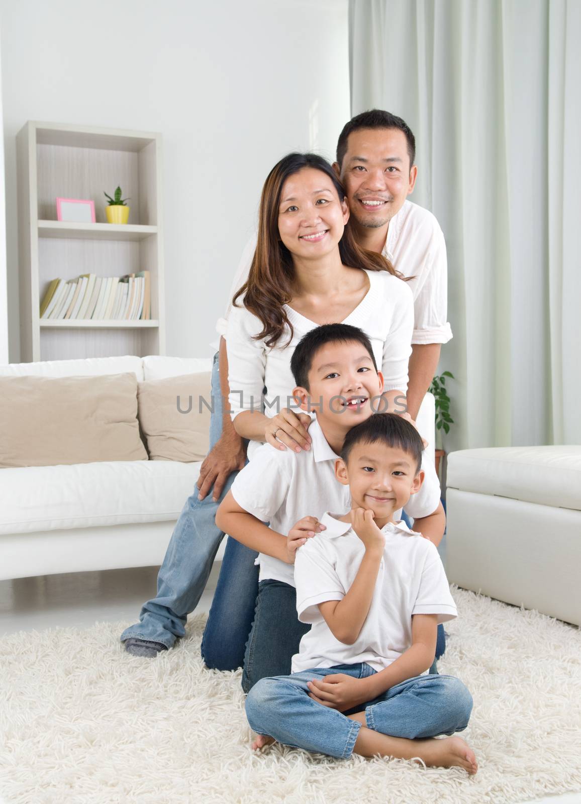 indoor portrait of asian family 