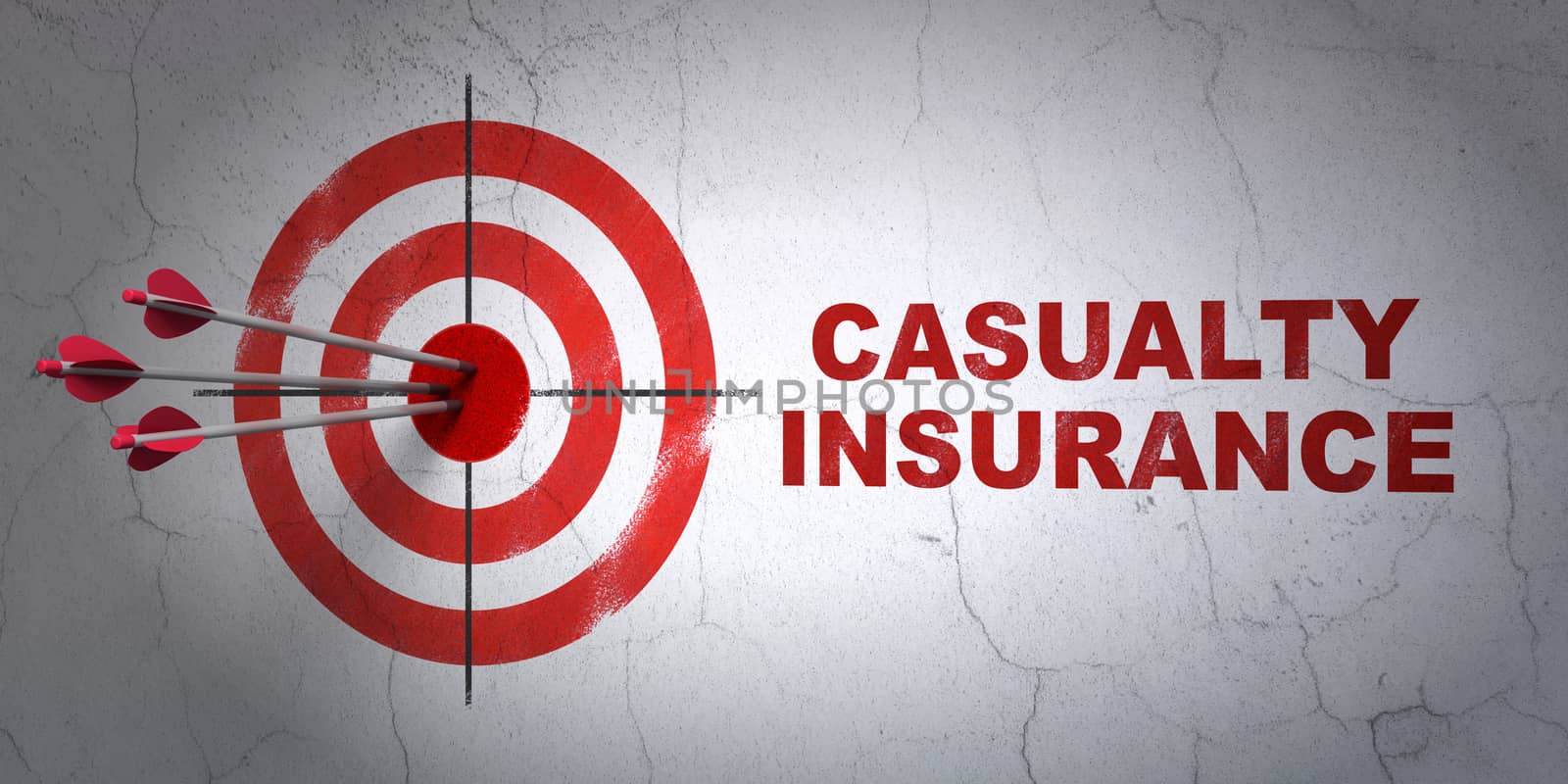 Insurance concept: target and Casualty Insurance on wall background by maxkabakov