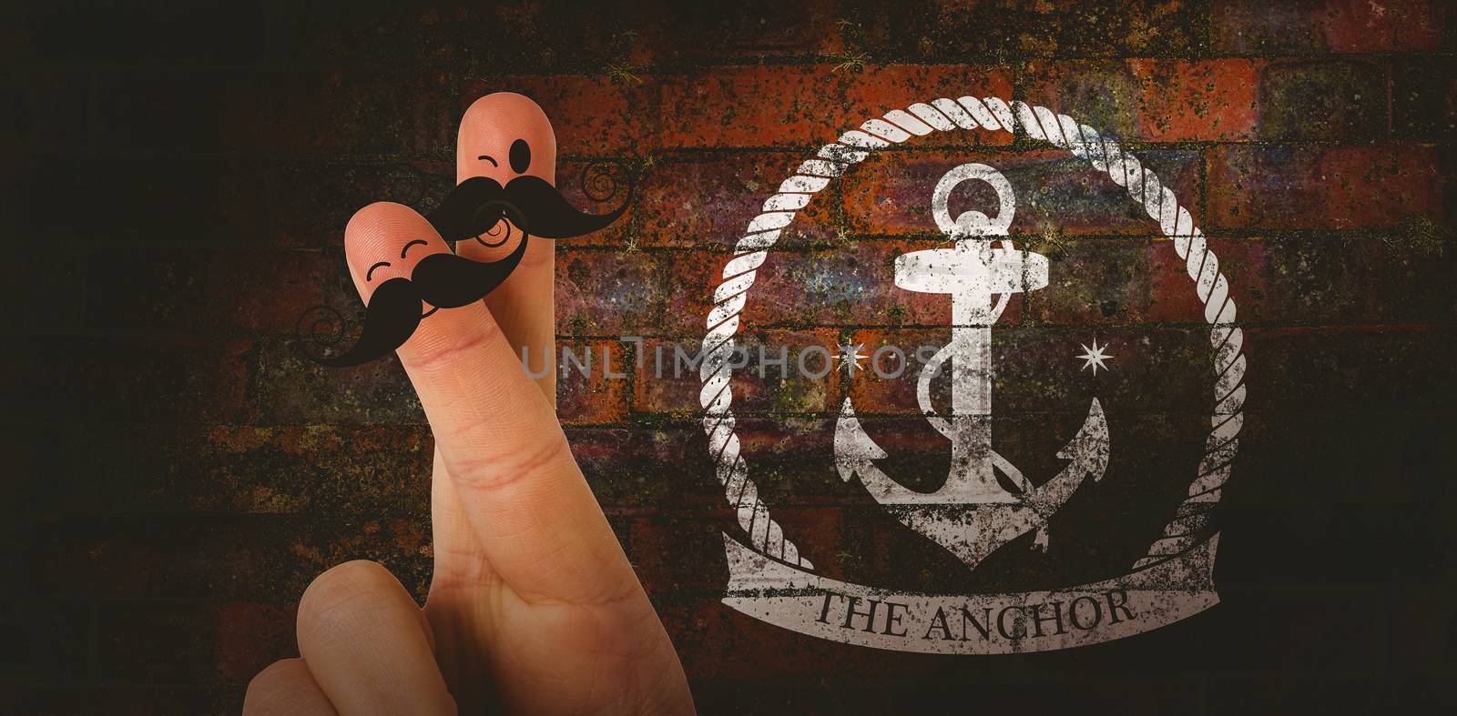 Composite image of fingers with mustache by Wavebreakmedia