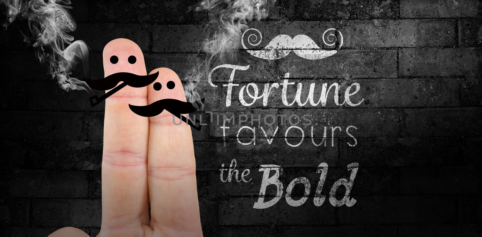 Composite image of two fingers with mustache by Wavebreakmedia