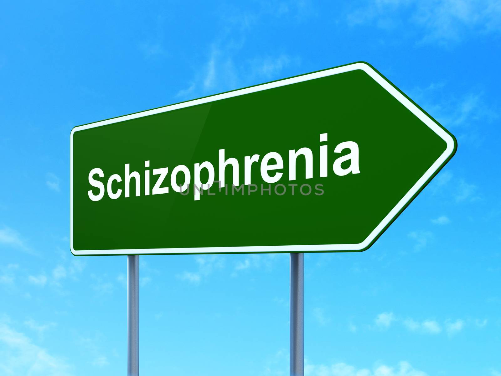 Health concept: Schizophrenia on road sign background by maxkabakov