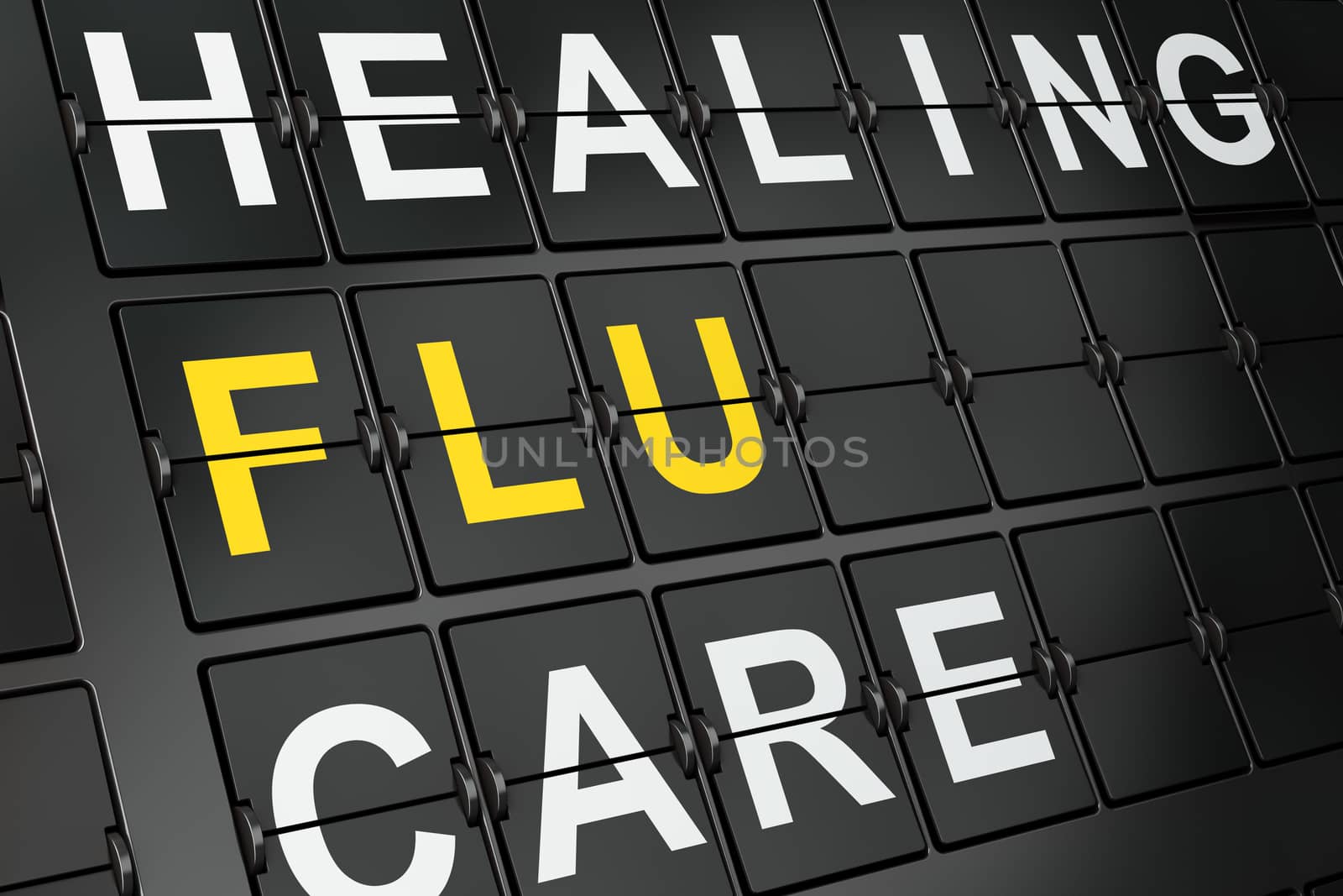 Healthcare concept: Flu on airport board background by maxkabakov