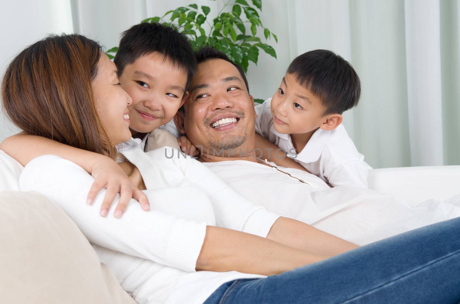  Indoor portrait of asian family