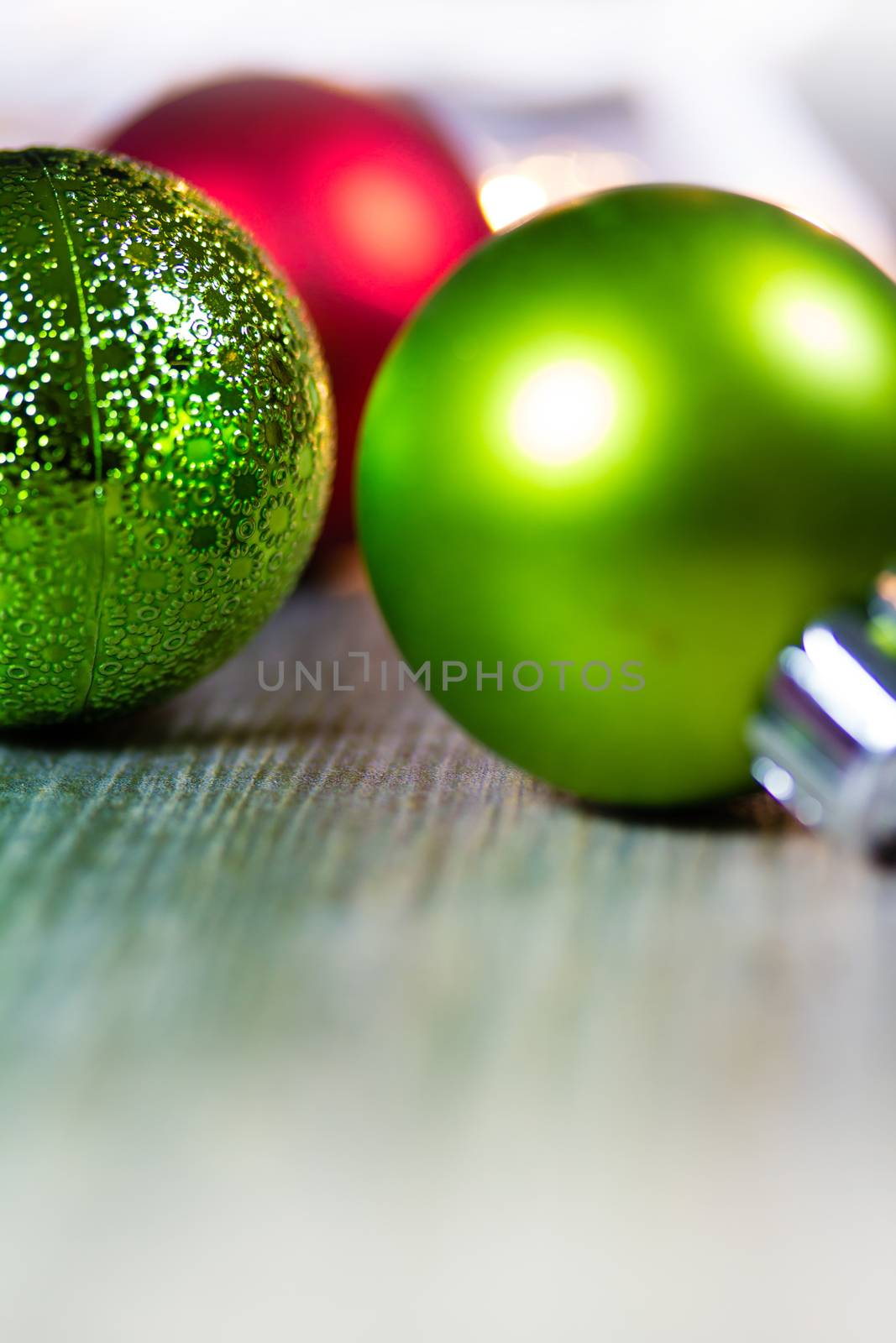 Red and Green Christmas Ornaments Background by enterlinedesign