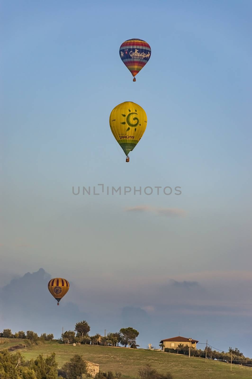 balloons flight over landscape by edella