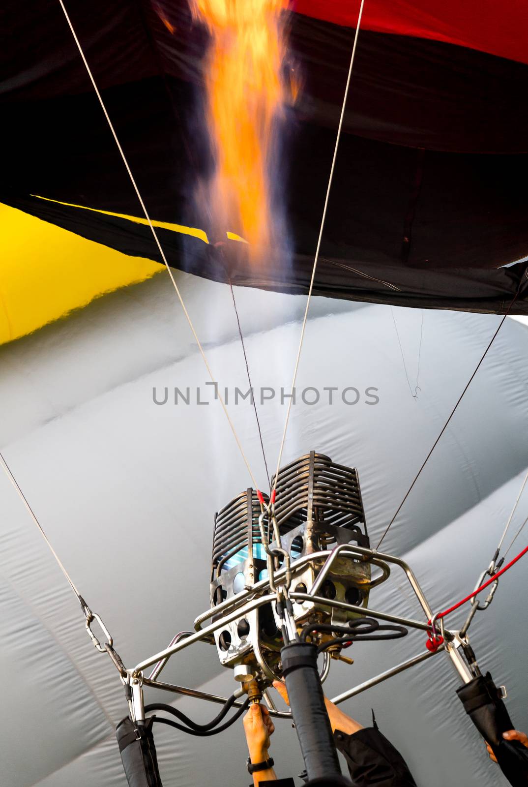 hot air ballon burner engine in action
