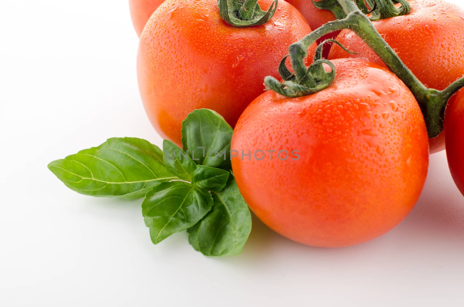 Fresh ripe tomatoes, isolated on white background by AnaMarques