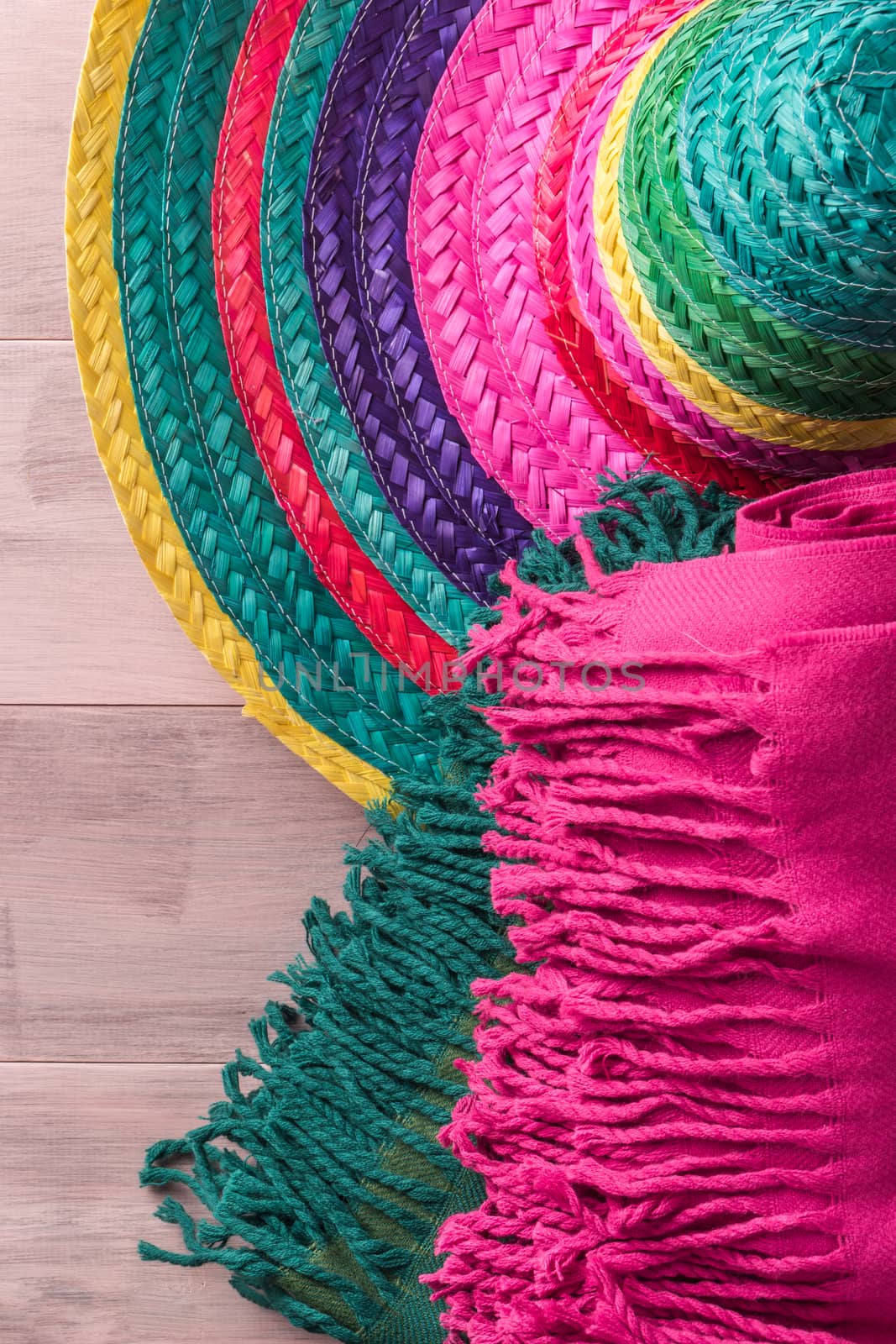 Mexican background with sombrero and blankets by AnaMarques