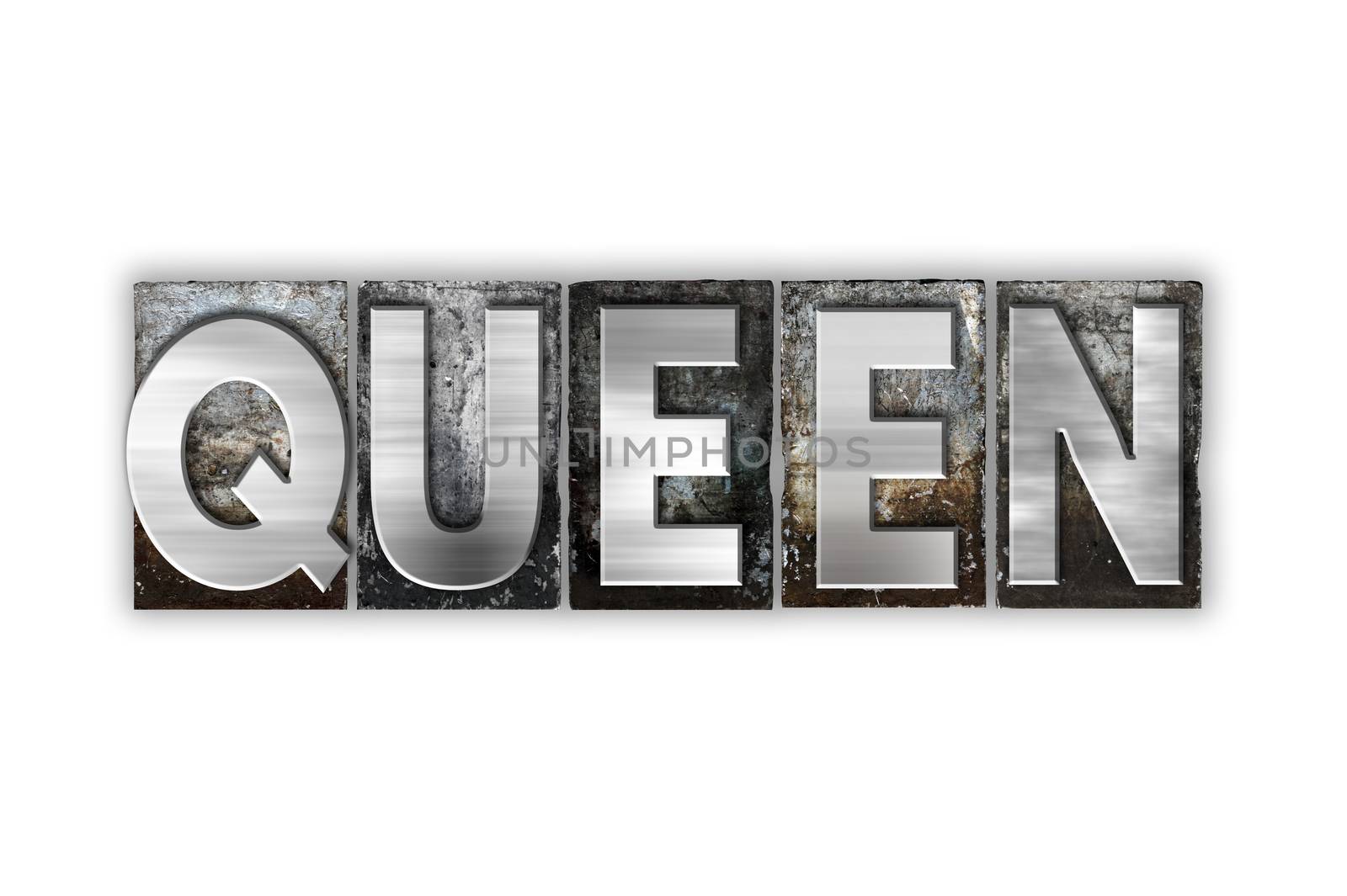 Queen Concept Isolated Metal Letterpress Type by enterlinedesign
