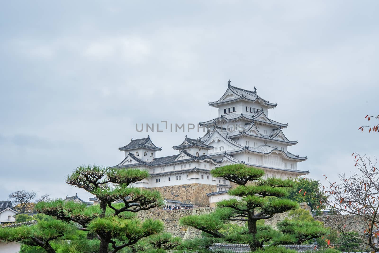 Himeji Castle in Japan, also called the white Heron castle - UNESCO world heritage site.