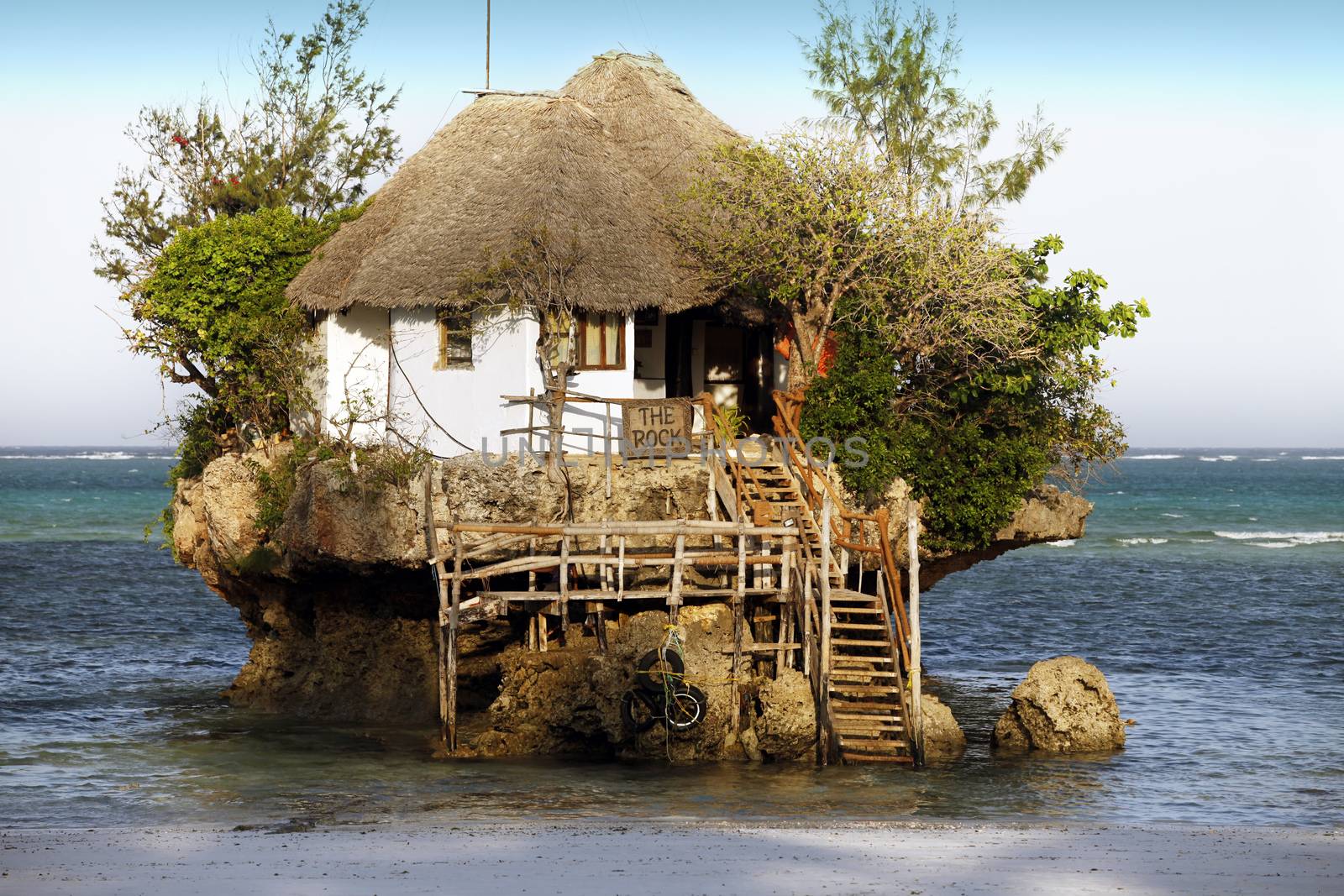 Small restaurant The Rock in Zanzibar, Tanzania