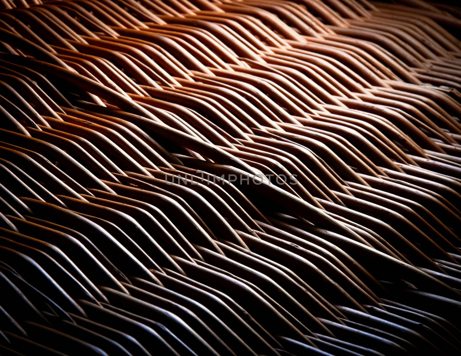 abstract background or texture wicker basket in the dark
