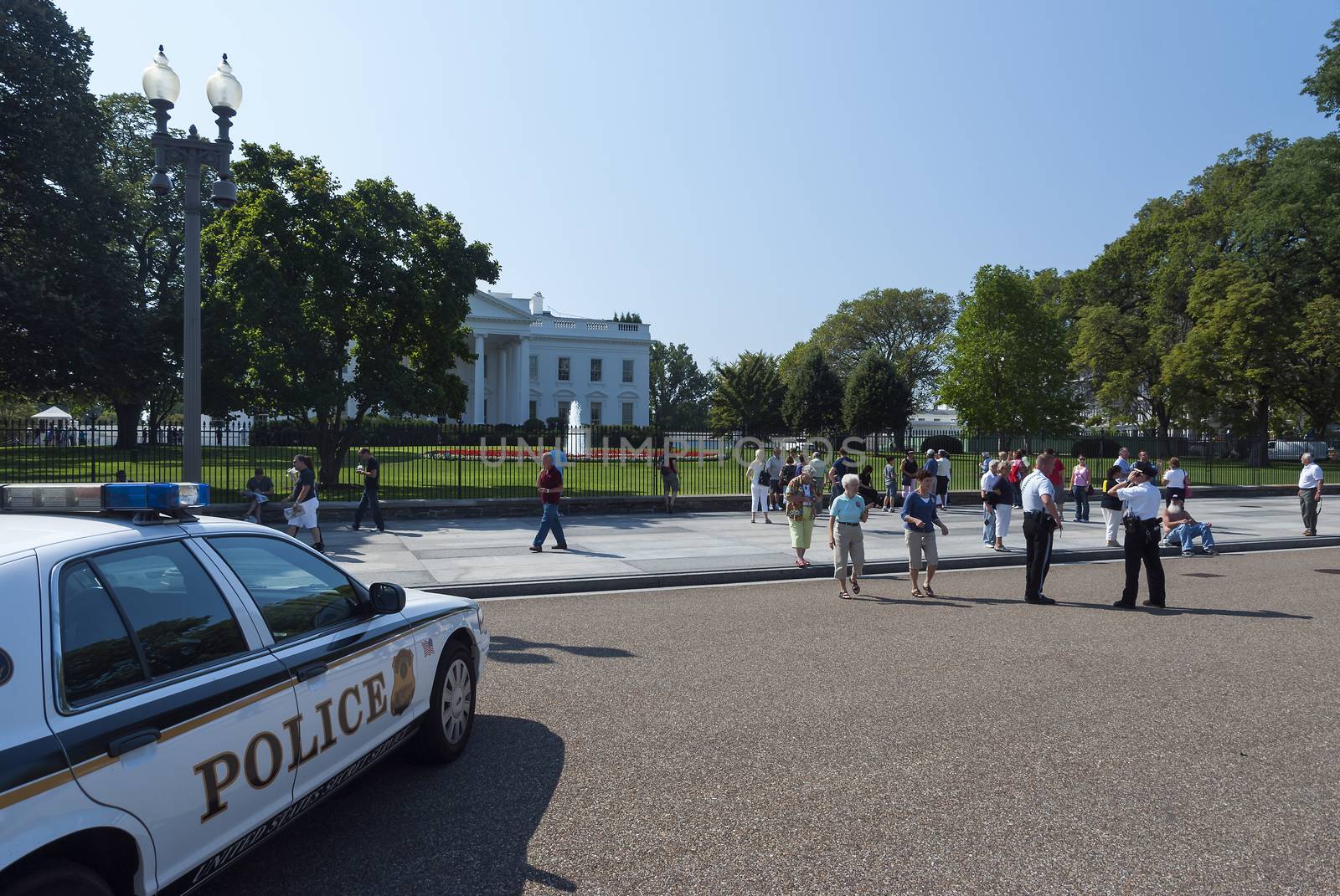 Washington D.C., USA, White House - September 22, 2010: The White House. The Secret Services guard watch the White House in Washington D.C.