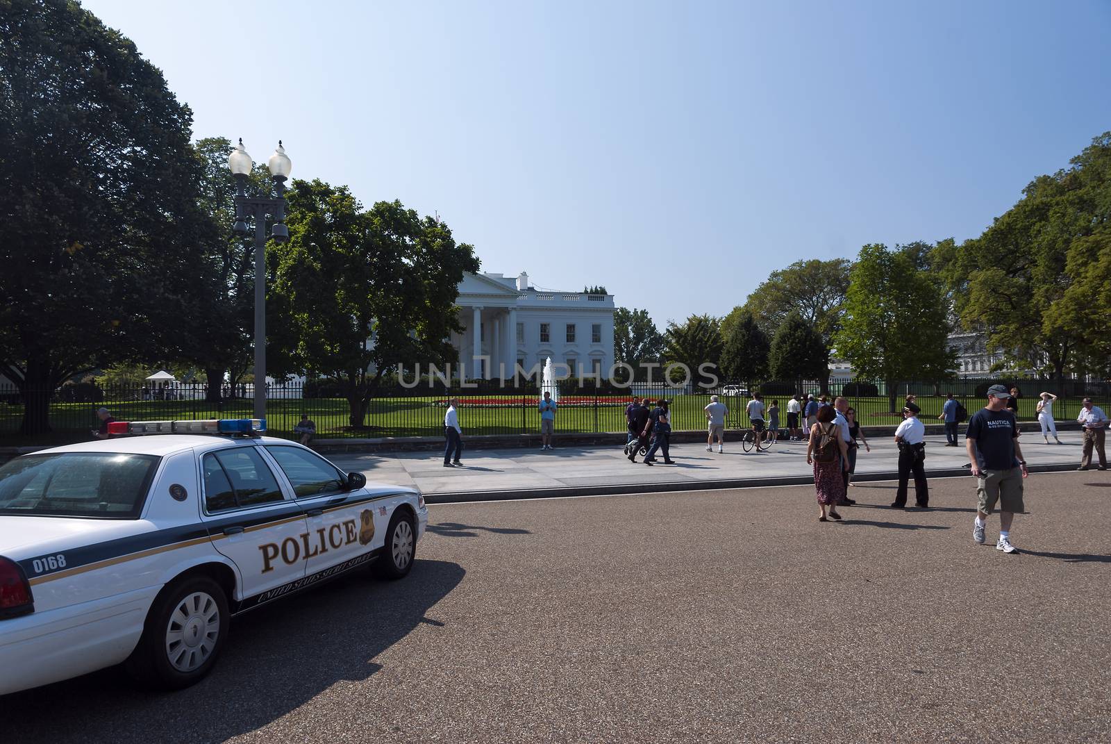 Washington D.C., USA, White House - September 22, 2010: The White House. The Secret Services guard watch the White House in Washington D.C.