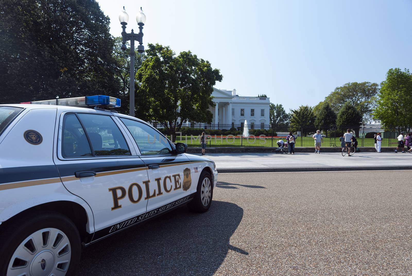 Washington D.C., USA, White House - September 22, 2010: The White House. The Secret Services guard watch the White House in Washington D.C.