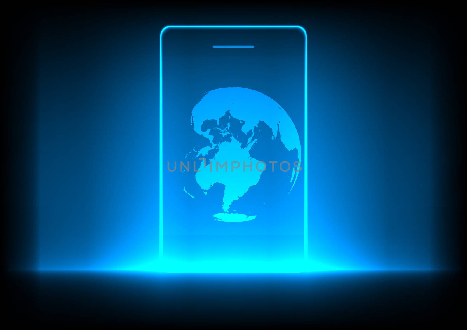 Mobile phones technology concept and globe background by mrspopman