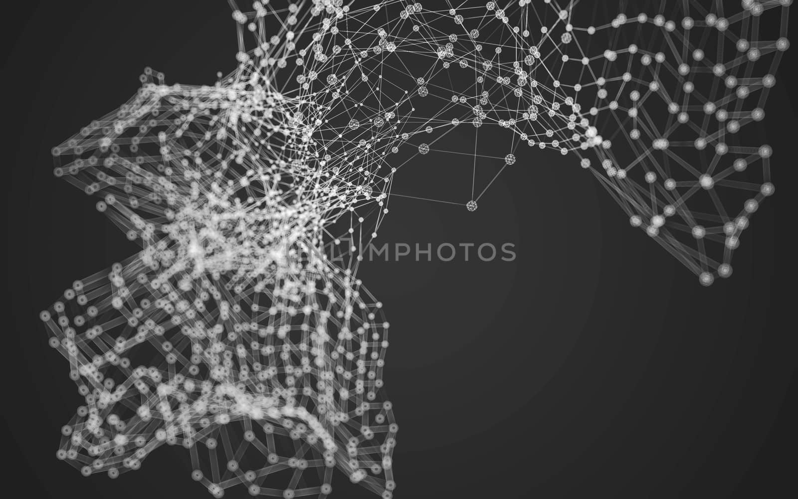 Abstract polygonal space low poly dark background with connecting dots and lines. Connection structure.