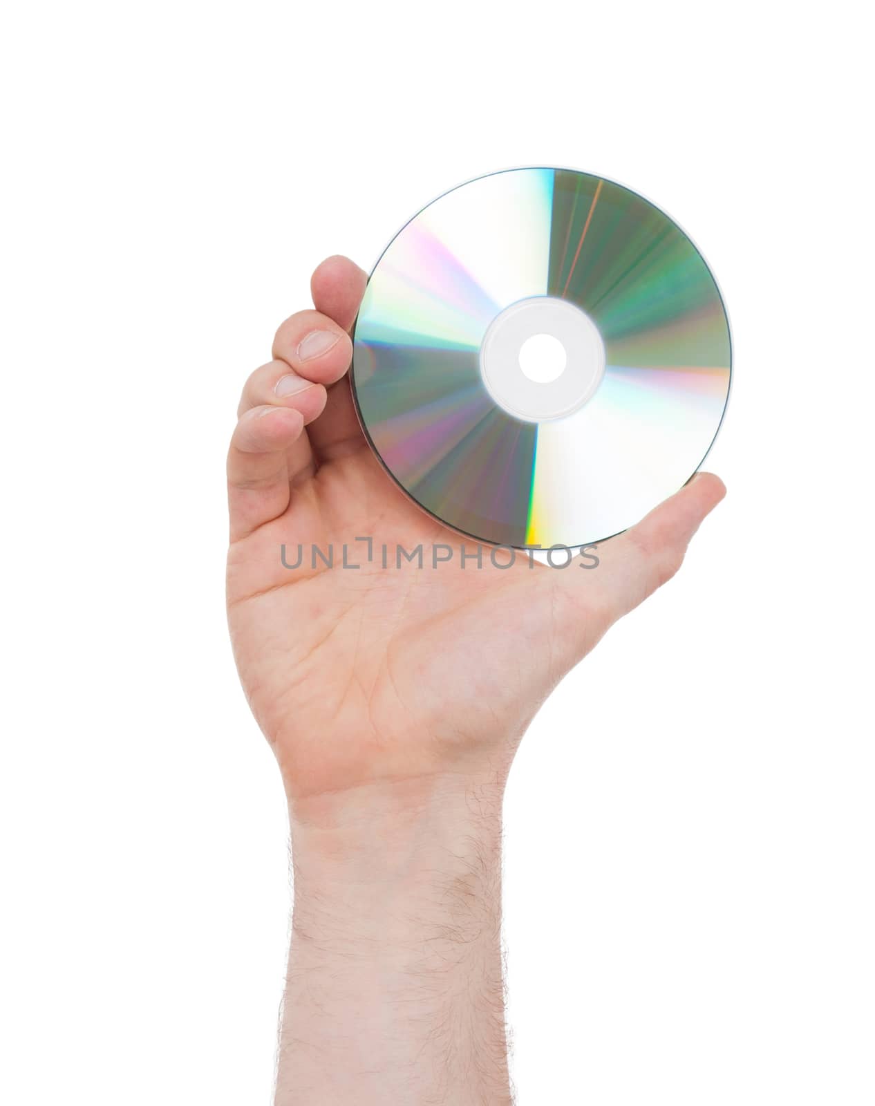 Man hand with compact disc isolated by michaklootwijk