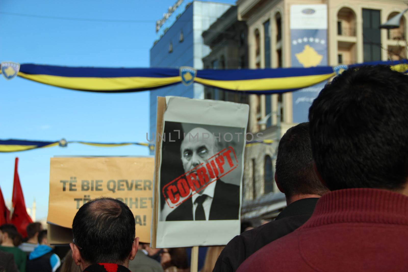 KOSOVO, Pristina: Thousands gather in Pristina on February 17,2016 for a major anti-government rally to mark their eighth anniversary of independence from Serbia.After a morning of official celebrations in the capital Pristina, including a military parade, demonstrators arrived for what opposition parties expected to be a record-breaking protest calling for the government's resignation and early elections.