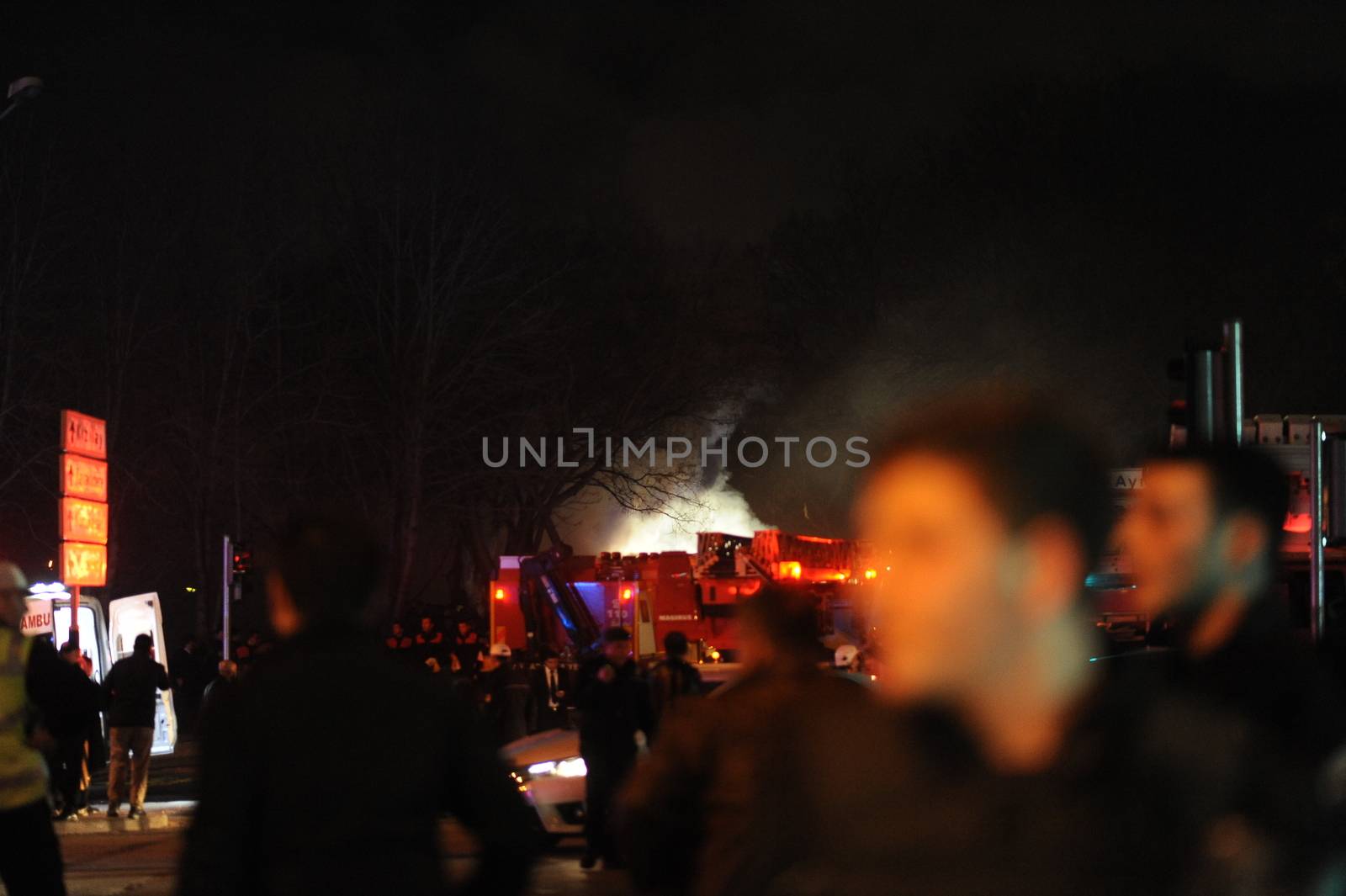 TURKEY, Ankara: Smoke billows from the scene of the explosion in Ankara on February 17, 2016.28 people were killed and over 60 were wounded.