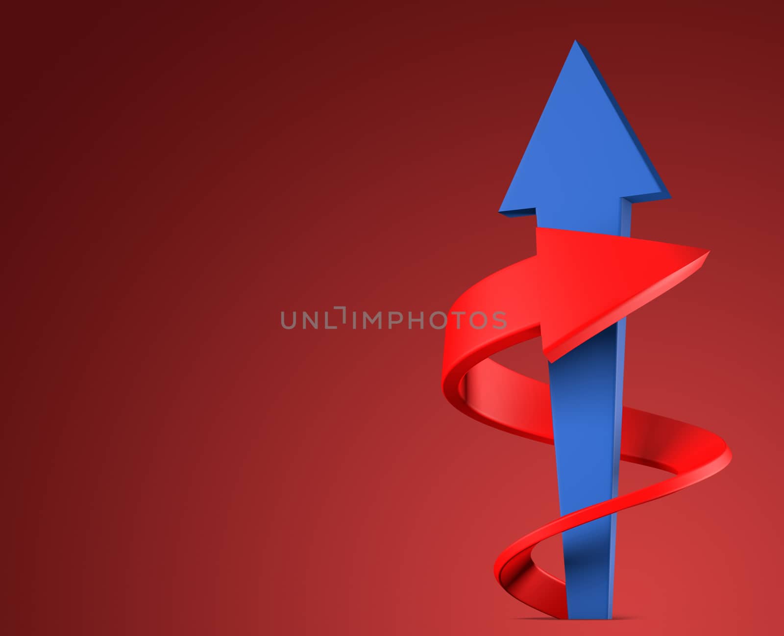 Two arrows on red background