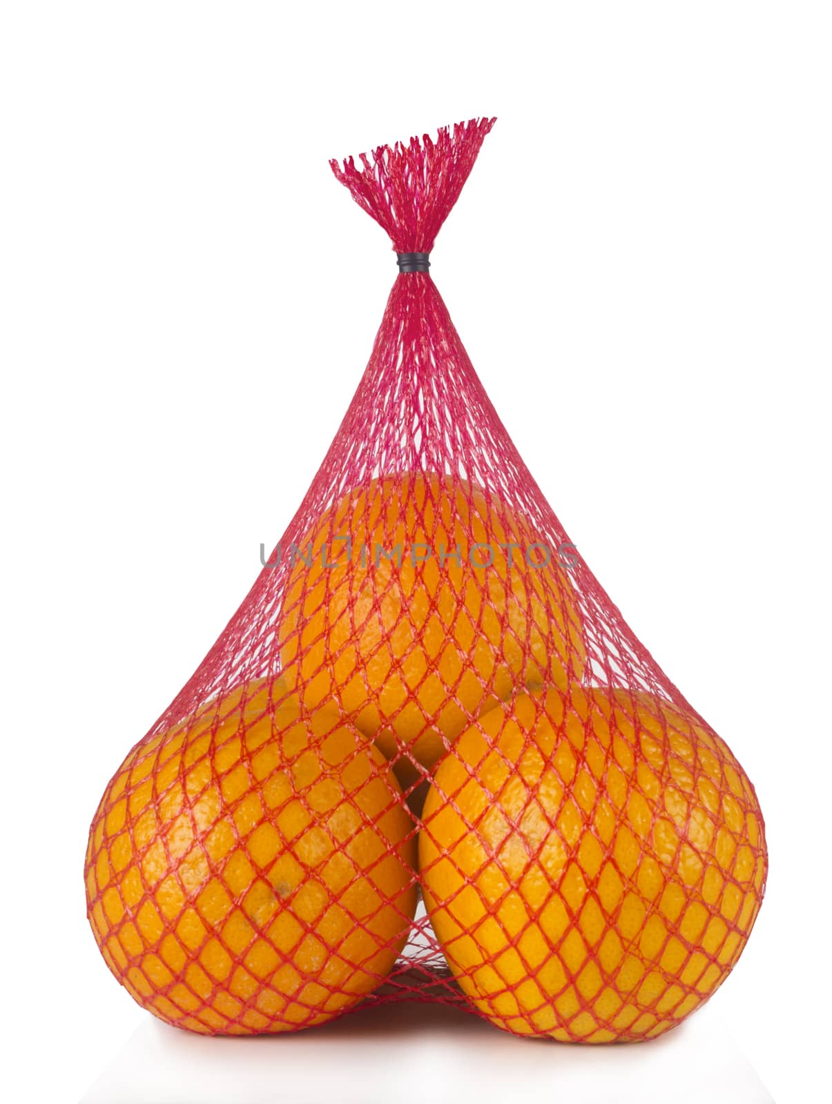 A pack of three oranges without label isolated on white background