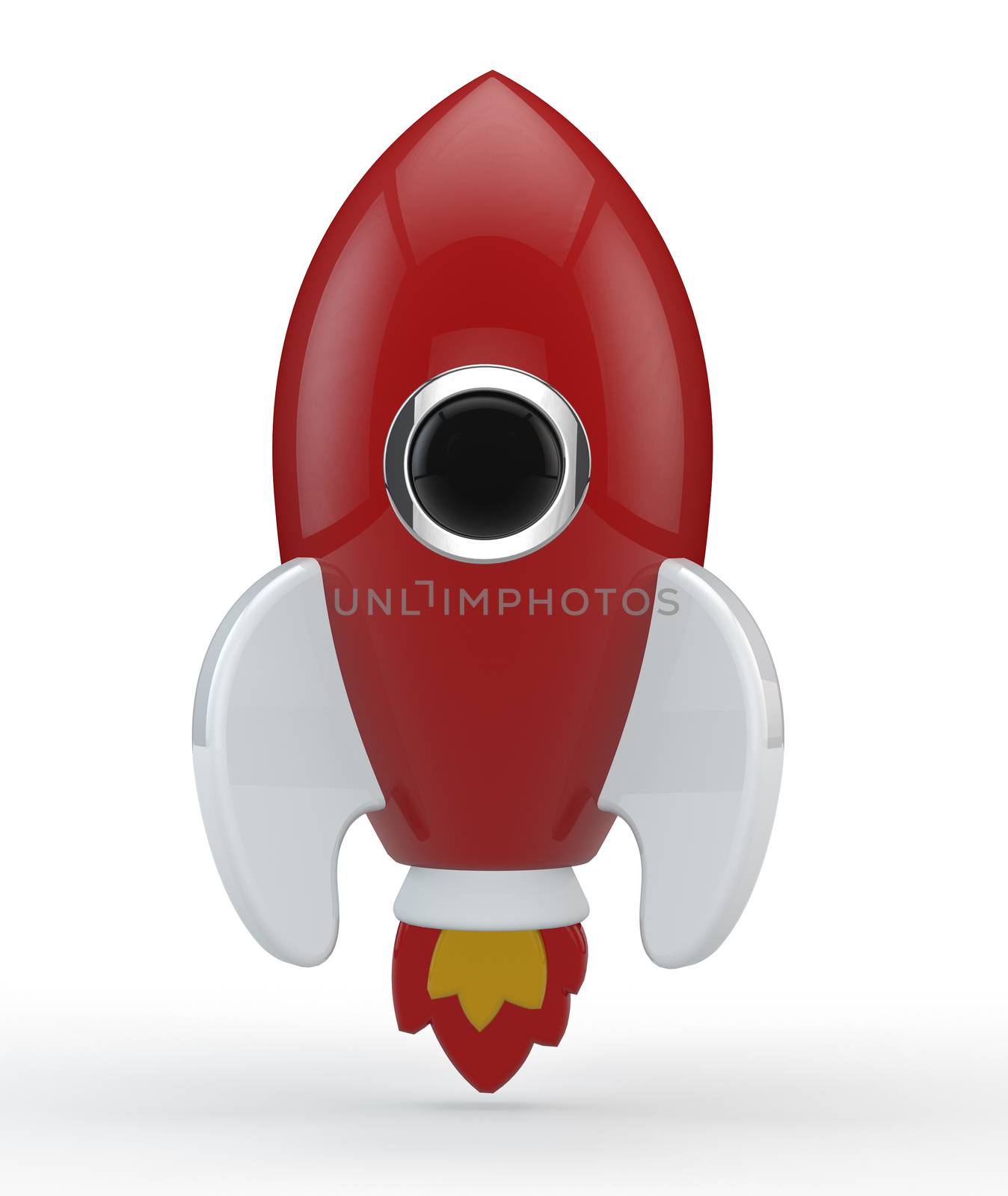 3D render of a symbolic rocket colored in red with flames  by macondo