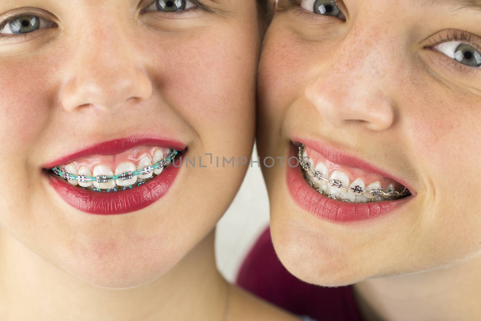 Close up of Two Young Girls Smiling